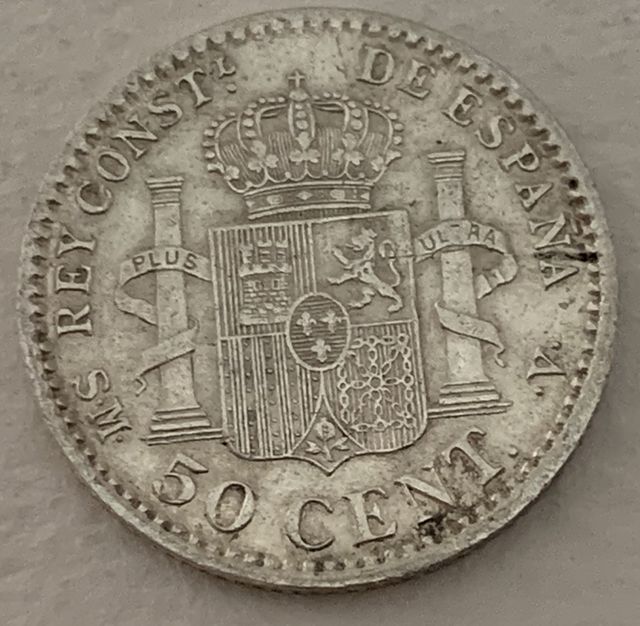 Lote 4 Monedas 50 cts Alfonso XIII Plata.