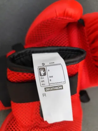 Guantes Boxeo Niños Rojo Malla Negra
