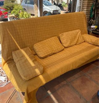 Sofá cama amarillo tela