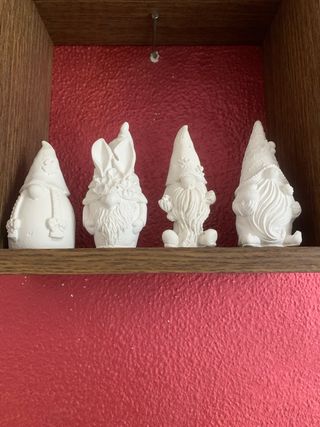 Set 4 Gnomi in Gesso Fatti a Mano