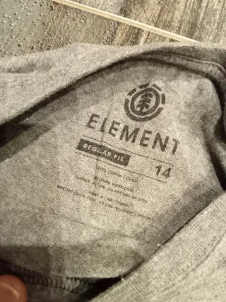Camiseta gris Element unisex talla 14 años 