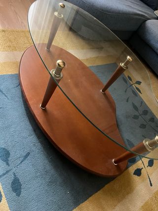 Mesita de centro cristal y madera