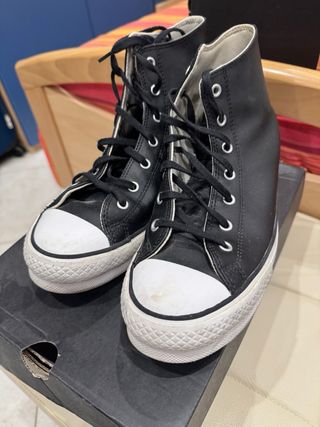 Converse Stivaletto Platform Pelle Nero Bianco