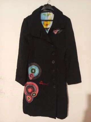 Abrigo Desigual Negro Multicolor