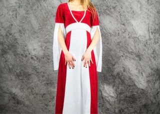 Vestido Medieval Ines Antelina Rojo y Blanco