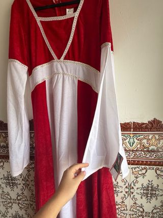 Vestido Medieval Ines Antelina Rojo y Blanco