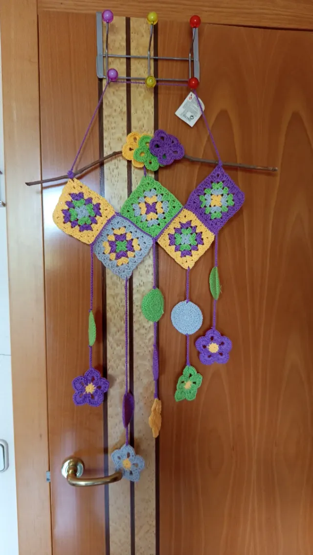 Tapiz Crochet Flores y Hojas