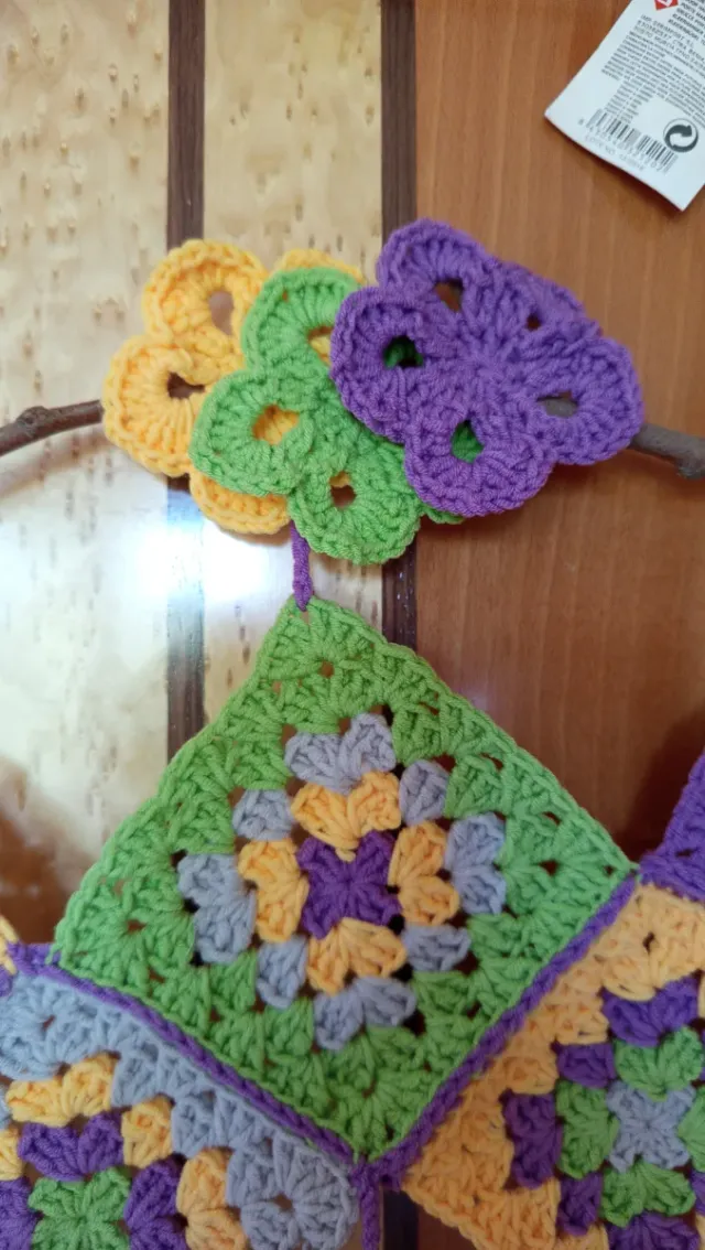 Tapiz Crochet Flores y Hojas