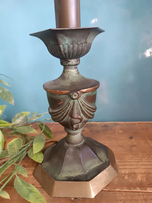 Lámpara Tiffany Cristal pie de bronce