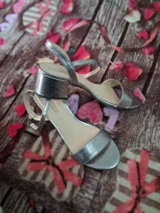 Sandalias plateadas tacón bloque