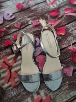 Sandalias plateadas tacón bloque