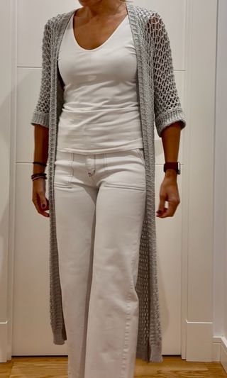 Kimono largo gris plata