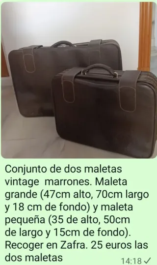 Conjunto 2 maletas vintage marrones