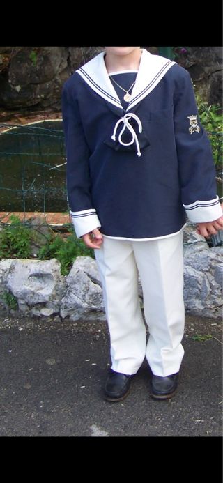 Traje marinero comunión niño azul y blanco