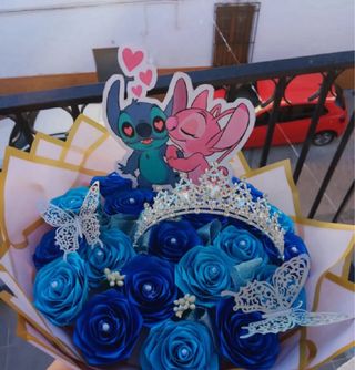 Ramo Rosas Eternas Personalizado Stitch Angel