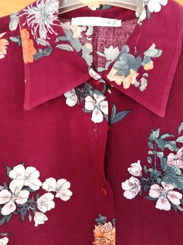 Vestido camisero Lefties floral manga 3/4