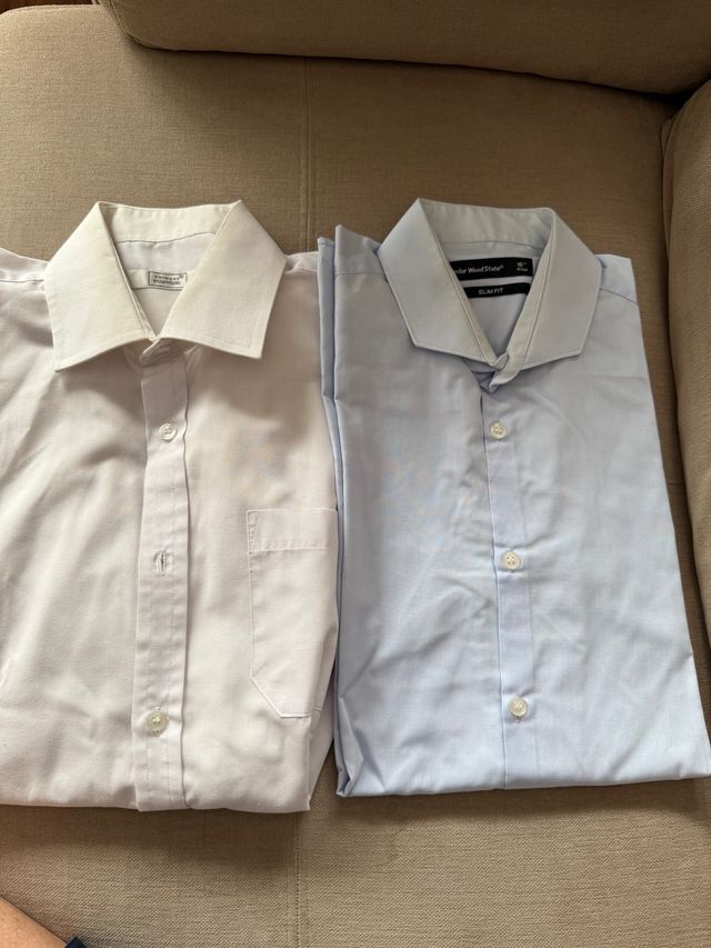 Camisas lisas Primark (blanca y azul)
