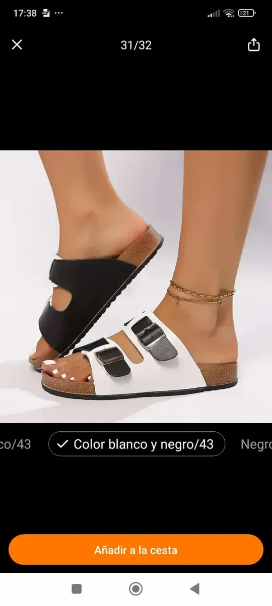Sandalias blancas y negras talla 43