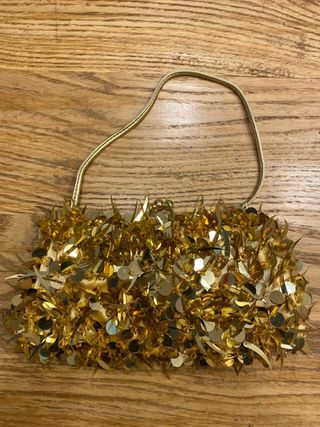 Borsa a mano dorata con paillettes