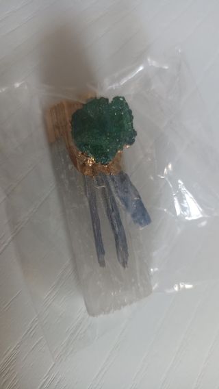 Nuevo Collar Selenita con Cristal Verde y Azul