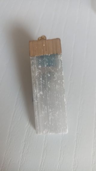 Nuevo Collar Selenita con Cristal Verde y Azul