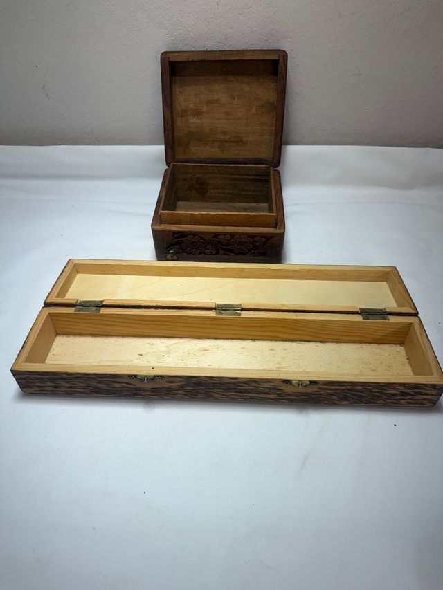 Juego de 2 cajas de madera decoradas