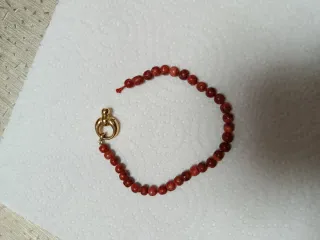 Pulsera Coral Rojo Auténtico Cierre Oro