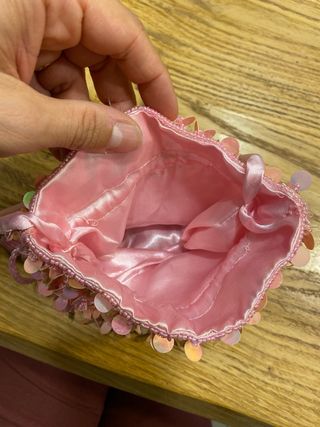 Borsa secchiello rosa con paillettes