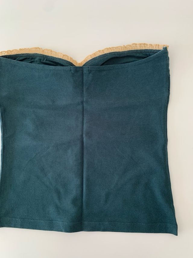 Top palabra de honor Mango verde vintage