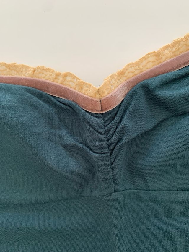 Top palabra de honor Mango verde vintage