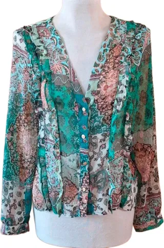 Camisa Zara manga larga traslucida