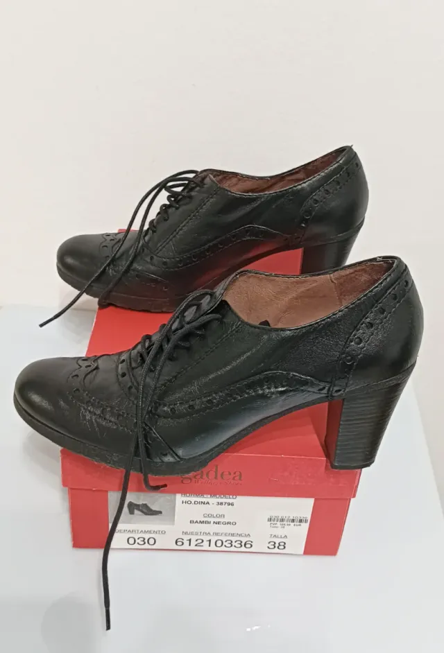 Gadea zapatos tacón abotinados Piel Negros 38 
