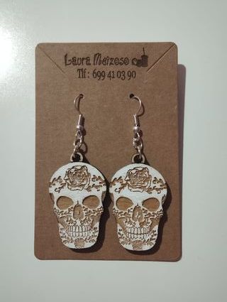 Pendientes de madera CALAVERA