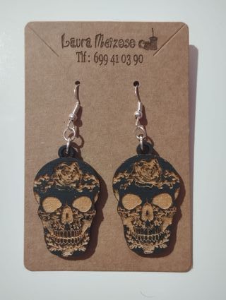 Pendientes de madera CALAVERA
