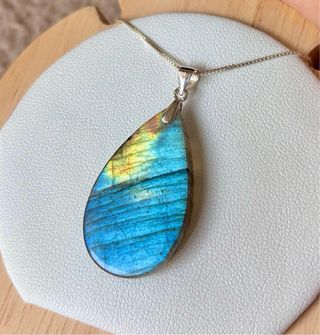 Colgante Labradorita azul multicolor plata925