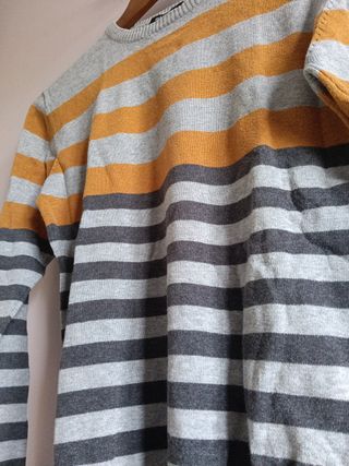 Jersey Pull&Bear rayas gris y naranja Talla M