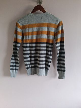 Jersey Pull&Bear rayas gris y naranja Talla M