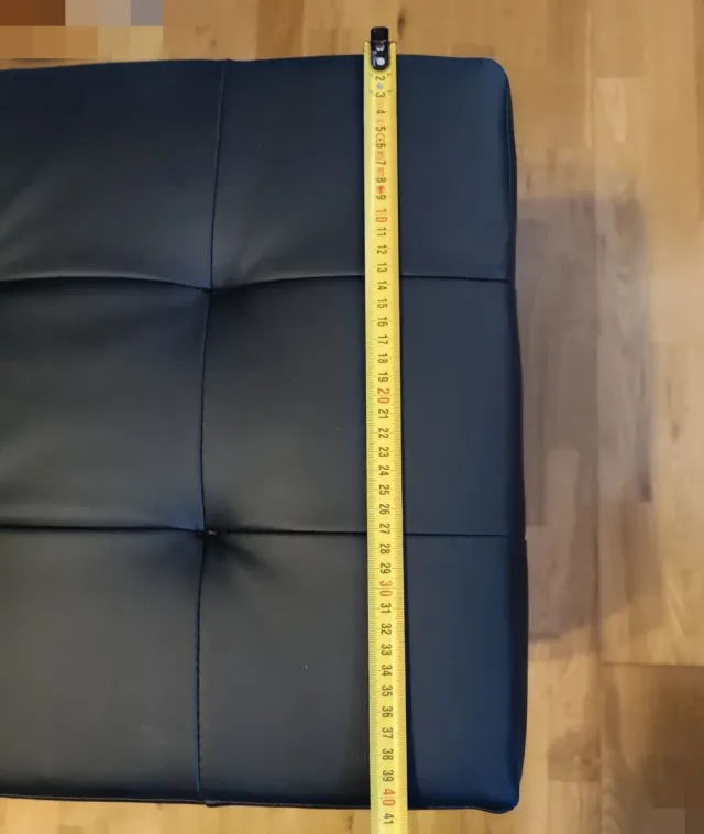 Puff Asiento Negro Cuero Sintético