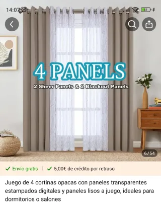 Juego 4 Cortinas Beige y Blancas