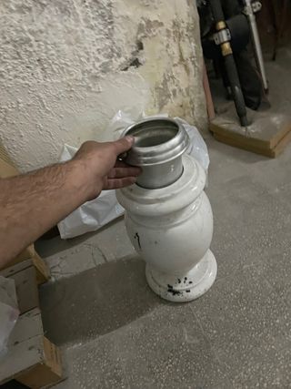 Vaso fiori cimitero ceramica metallo