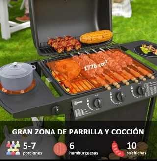 Barbacoa de gas negra y plateada
