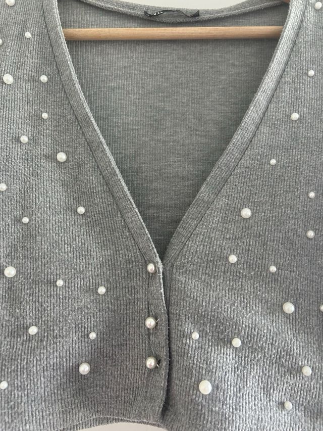 Chaqueta torera gris perlas