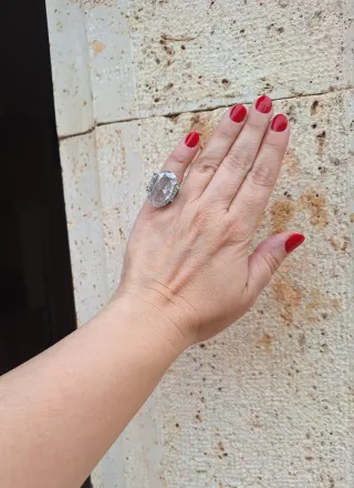 Anillo Cóctel Grande Piedra Transparente.
