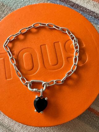 Pulsera Tous Corazón Negro y Plata