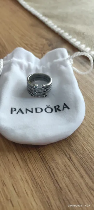 Anillo Pandora Plata y Circonitas Verdes