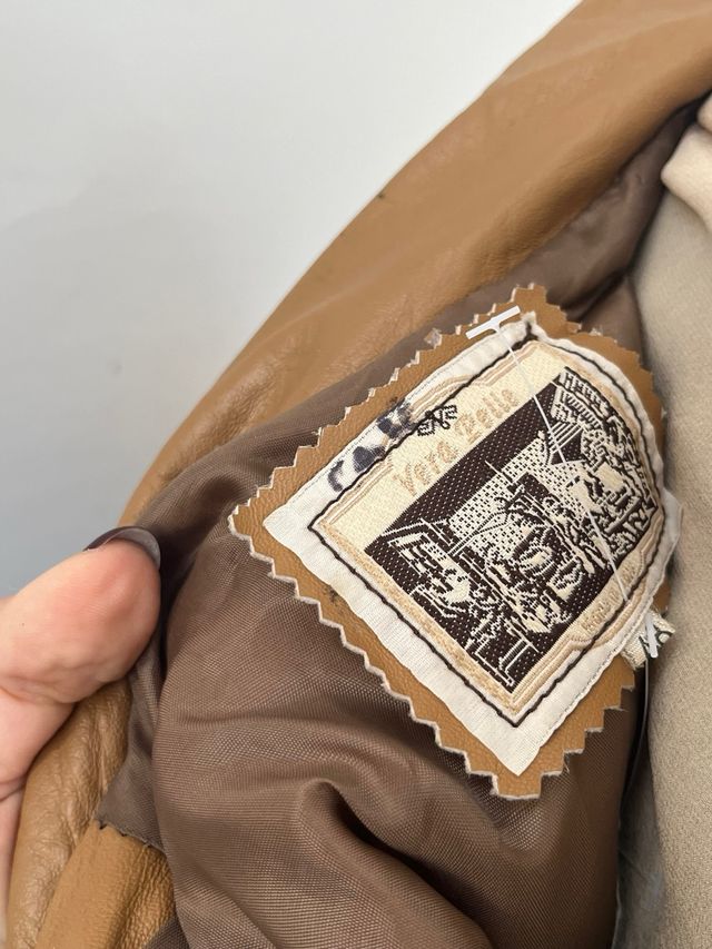 Cappotto vintage in pelle marrone