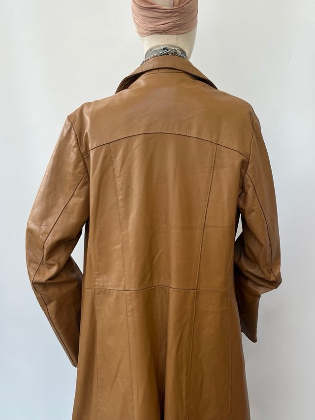 Cappotto vintage in pelle marrone