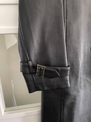 Abrigo largo de cuero estilo gabardina T L (42)
