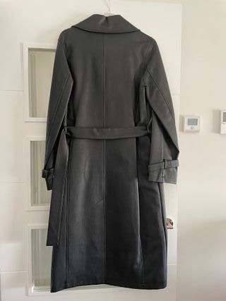 Abrigo largo de cuero estilo gabardina T L (42)