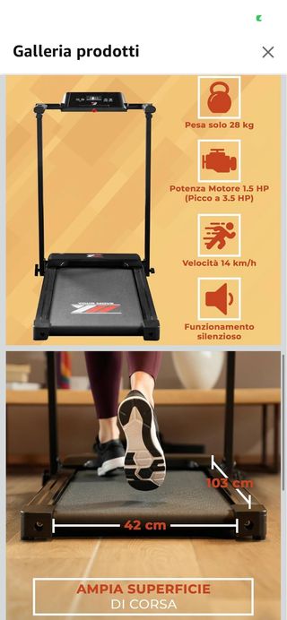 Tapis Roulant 1.5 HP - Velocità 14 km/h